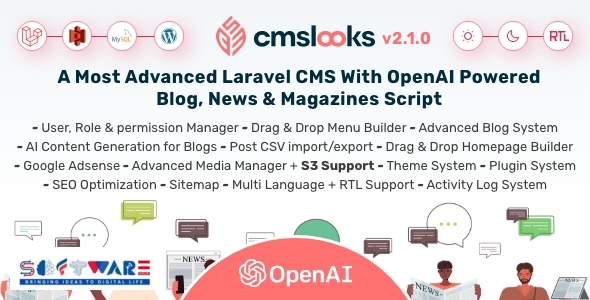 CMSLooks | Laravel CMS With OpenAI Powered Blog, News & Magazines Script